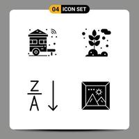 groupe de 4 signes et symboles de glyphes solides pour la maison alphabétique wifi grain tri éléments de conception vectoriels modifiables vecteur