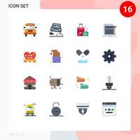 ensemble de 16 symboles d'icônes d'interface utilisateur modernes signes pour insigne filaire amour page web pack modifiable d'éléments de conception de vecteur créatif