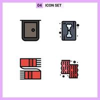 ensemble de 4 symboles d'icônes d'interface utilisateur modernes signes pour les bâtiments accessoires ligne de maison mode éléments de conception vectoriels modifiables vecteur