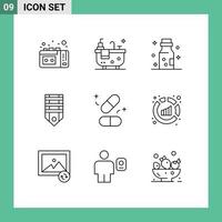 9 contours vectoriels thématiques et symboles modifiables de comprimés médecine danger tag rang éléments de conception vectoriels modifiables vecteur