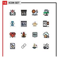 interface mobile ligne remplie de couleurs plates ensemble de 16 pictogrammes de graphiques optimiser la mise au point du repos éléments de conception vectoriels créatifs modifiables pour les yeux vecteur
