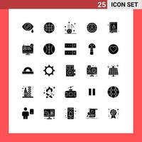 25 glyphes solides vectoriels thématiques et symboles modifiables d'éléments de conception vectoriels modifiables pour la production alimentaire vecteur