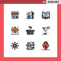 ensemble de 9 symboles d'icônes d'interface utilisateur modernes signes pour l'usine de boissons moniteur nature thanksgiving éléments de conception vectoriels modifiables vecteur