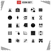 25 glyphes solides vectoriels thématiques et symboles modifiables du réseau de gaz en ligne du calendrier connectent des éléments de conception vectoriels modifiables vecteur