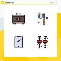 pack de 4 signes et symboles modernes de couleurs plates remplies pour les supports d'impression Web tels que sac android ax téléphone boucles d'oreilles personnalisées éléments de conception vectoriels modifiables vecteur