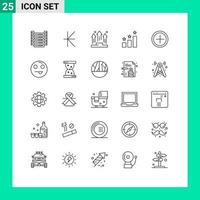 ensemble de pictogrammes de 25 lignes simples d'éléments de conception vectoriels modifiables de podium de position d'entreprise plus de succès vecteur