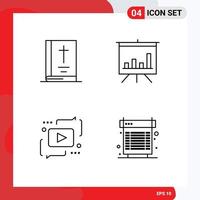 ensemble moderne de 4 pictogrammes de couleurs plates remplies de la présentation de thanksgiving du marketing biblique jouer des éléments de conception vectoriels modifiables vecteur
