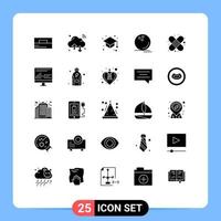 interface utilisateur pack de 25 glyphes solides de base d'éléments de conception vectoriels modifiables watchkit sport wifi game study vecteur