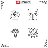 pack de 4 signes et symboles de couleurs plates modernes pour les supports d'impression Web tels que les fléchettes de couple solution attentionnée emoji éléments de conception vectoriels modifiables vecteur