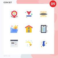 9 couleurs plates universelles définies pour les applications web et mobiles maison ville dossier roulant dossier feu éléments de conception vectoriels modifiables vecteur