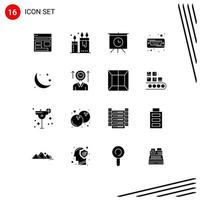 16 icônes créatives signes et symboles modernes de bougies de disque dur time board éléments de conception vectoriels modifiables vecteur