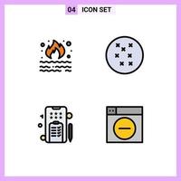 symboles d'icônes universelles groupe de 4 couleurs plates de ligne de remplissage modernes de marketing de la pollution du web brûlé éléments de conception vectoriels moins modifiables