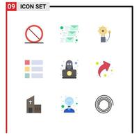 9 icônes créatives signes et symboles modernes d'image de détective alarme cadre intrus éléments de conception vectoriels modifiables vecteur