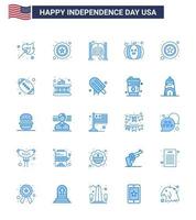 ensemble de 25 icônes de la journée des états-unis symboles américains signes de la fête de l'indépendance pour les hommes étoiles portes festival alimentaire éléments de conception vectoriels de la journée des états-unis modifiables vecteur
