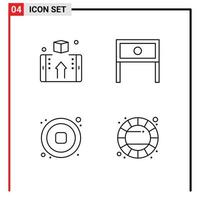 pack d'icônes vectorielles stock de 4 signes et symboles de ligne pour les éléments de conception vectoriels modifiables de musique à la maison en ligne de table de boîte vecteur