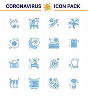 16 pack d'icônes épidémiques de coronavirus bleu sucer comme protection brin grippe adn génomique coronavirus viral 2019nov éléments de conception de vecteur de maladie