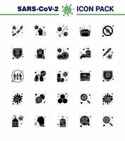 ensemble d'icônes covid19 pour l'infographie 25 pack de glyphes solides tels que les mains du bassin de savon virus microbe coronavirus viral 2019nov éléments de conception de vecteur de maladie