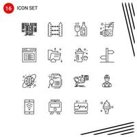 16 contours universels définis pour les applications web et mobiles signalisation de vacances internet boisson éléments de conception vectoriels modifiables de pâques vecteur