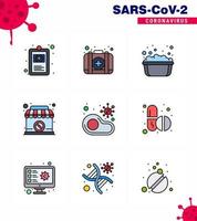 coronavirus 9 ligne remplie icône de couleur plate sur le thème de l'épidémie corona contient des icônes telles que la nourriture interdite signe de bassin fermé coronavirus viral 2019nov éléments de conception de vecteur de maladie