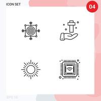 groupe de 4 signes et symboles de couleurs plates remplies pour la mise au point célébration de la flèche de pâques lever du soleil éléments de conception vectoriels modifiables vecteur