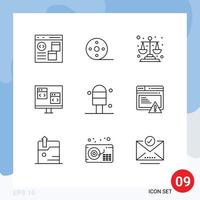 aperçu de l'interface mobile ensemble de 9 pictogrammes d'échelles de codage de bobine informatique de développement éléments de conception vectoriels modifiables vecteur