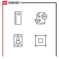 pack de lignes vectorielles modifiables de 4 couleurs plates remplies simples de règle utilisateur cap une page éléments de conception vectorielle modifiables vecteur