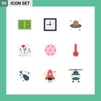 interface utilisateur pack de 9 couleurs plates de base de fleurs de température casquette fleurs décoratives bonhomme de neige éléments de conception vectoriels modifiables vecteur