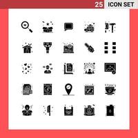 pack d'icônes vectorielles stock de 25 signes et symboles de ligne pour les éléments de conception vectoriels modifiables de message de voiture de paquet de voyage de camping vecteur