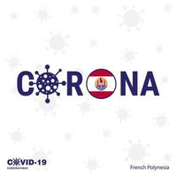 polynésie française coronavirus typographie covid19 pays bannière restez à la maison restez en bonne santé prenez soin de votre santé vecteur