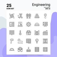 25 jeu d'icônes d'ingénierie 100 fichiers eps modifiables 10 idées de concept de logo d'entreprise conception d'icône de ligne vecteur