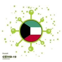 koweït coronavius drapeau sensibilisation contexte restez à la maison restez en bonne santé prenez soin de votre propre santé priez pour le pays vecteur