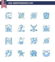 16 usa bleu signes célébration de la fête de l'indépendance symboles de la protection de l'arche barbecue étoile américaine modifiable éléments de conception vectorielle de la journée des états-unis vecteur