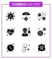 25 ensemble d'icônes d'urgence de coronavirus conception bleue telle que la tête pouls bactérie virus cardiaques coronavirus viral 2019nov éléments de conception de vecteur de maladie