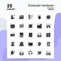 25 jeu d'icônes de matériel informatique 100 fichiers eps modifiables 10 idées de concept de logo d'entreprise conception d'icône de glyphe solide vecteur