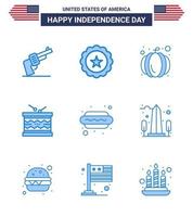 9 icônes créatives des états-unis signes d'indépendance modernes et symboles du 4 juillet du chien st instrument de parade américain éléments de conception vectoriels modifiables de la journée des états-unis vecteur