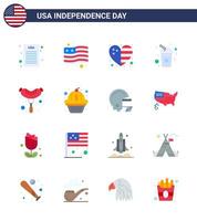 16 icônes créatives des États-Unis signes d'indépendance modernes et symboles du 4 juillet du drapeau américain de Francfort nourriture boisson modifiable éléments de conception vectorielle de la journée des États-Unis vecteur