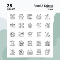 25 aliments boissons icon set 100 eps modifiables 10 fichiers business logo concept idées ligne icône design vecteur