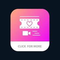 film coeur amour mariage bouton application mobile android et ios version glyphe vecteur