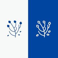 anémone anémone fleur fleur fleur de printemps ligne et glyphe icône solide bannière bleue ligne et glyphe icône solide bannière bleue vecteur