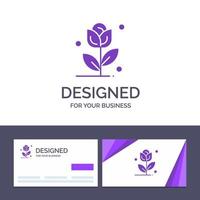 carte de visite créative et modèle de logo fleur rose amour illustration vectorielle vecteur