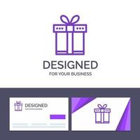 carte de visite créative et modèle de logo boîte cadeau shopping ruban illustration vectorielle