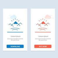 montagnes rivière soleil canada bleu et rouge télécharger et acheter maintenant modèle de carte de widget web vecteur