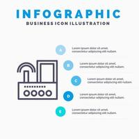 signal de périphérique de routeur icône de ligne radio wifi avec 5 étapes présentation infographie arrière-plan vecteur