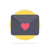 courrier amour coeur abstrait cercle fond plat couleur icône vecteur
