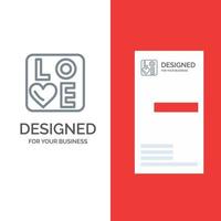 signe amour coeur mariage gris logo design et modèle de carte de visite vecteur