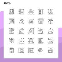 ensemble d'icônes de ligne de voyage ensemble de 25 icônes vectorielles conception de style minimalisme icônes noires définies pack de pictogrammes linéaires vecteur