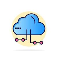 icône de couleur plate de fond de cercle abstrait de réseau informatique de partage de nuage vecteur