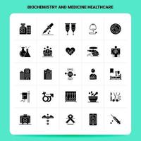 solide 25 biochimie et médecine ensemble d'icônes de soins de santé conception de style de glyphe vectoriel icônes noires ensemble web et mobile idées d'affaires conception illustration vectorielle