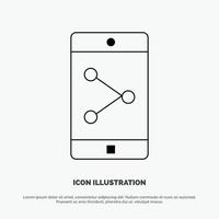 app partager vecteur d'icône de ligne d'application mobile mobile