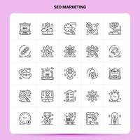 contour 25 seo marketing icon set vecteur ligne style design icônes noires set pictogramme linéaire pack web et mobile business ideas design illustration vectorielle